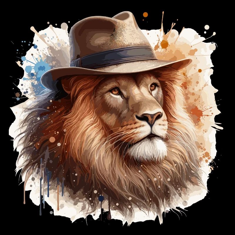 Lion with Hat: Majestic Elegance