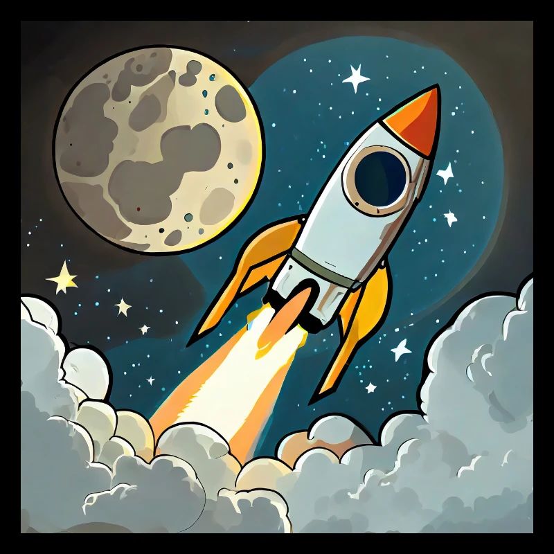 Emmenez-moi sur la lune Démarrage d’une fusée spatiale vintage