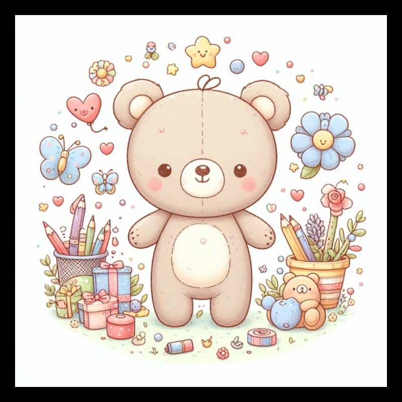 Süßer Bär mit Blumen