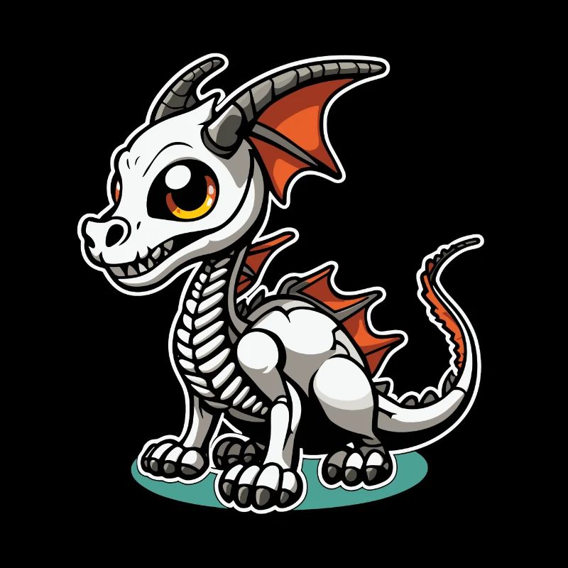 Illustration de squelette de dragon mignon