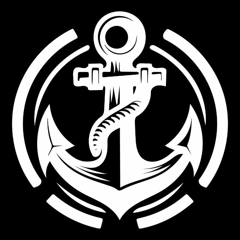 Vintage Old Wet Anchor with Thick Rope