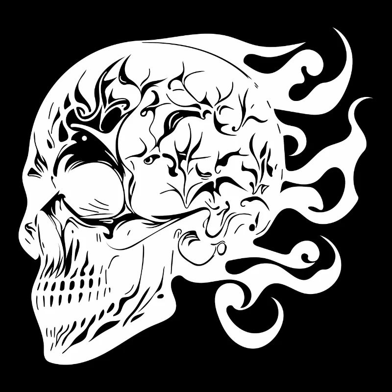 Lachender brennender grinsender Tattoo Schädel