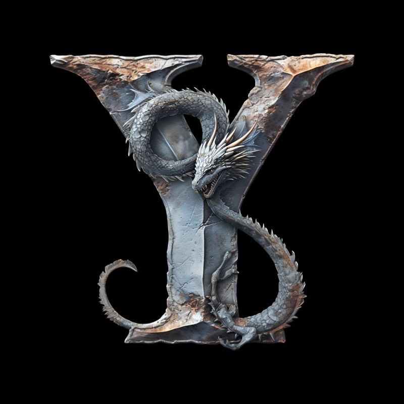 Lettre « Y » en forme de dragon.