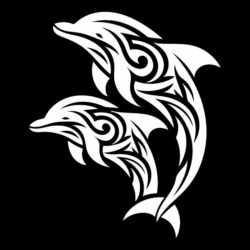 Bottlenose dolphin Tribal Tattoo Jumping Dolphins