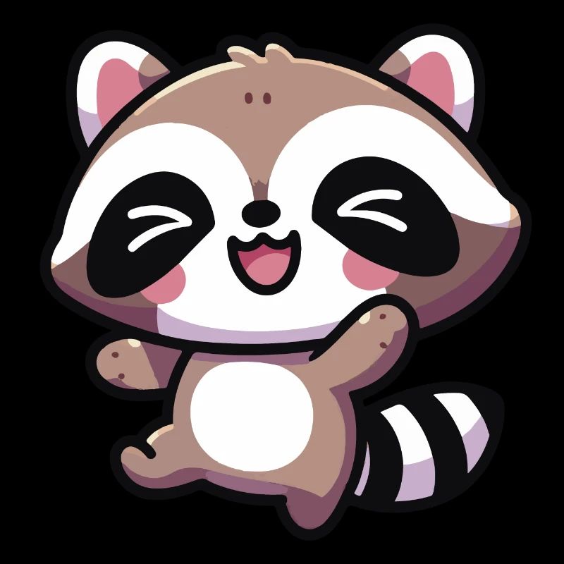 Mignon Kawaii Happy Raccoon