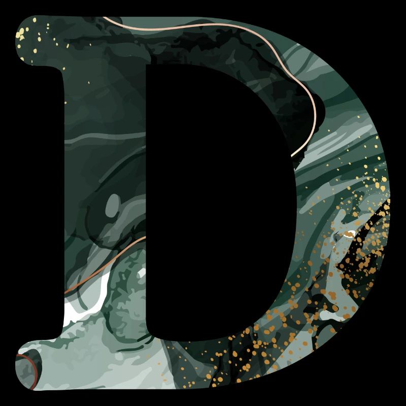Grün marmorierter Buchstabe D