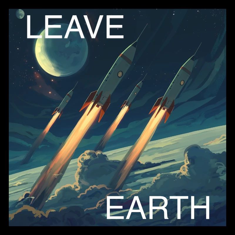 Affiche de Style rétro voyage dans l’espace « Quitter la Terre »