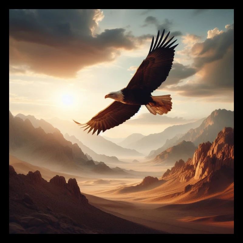 A majestic eagle soaring above the desert D