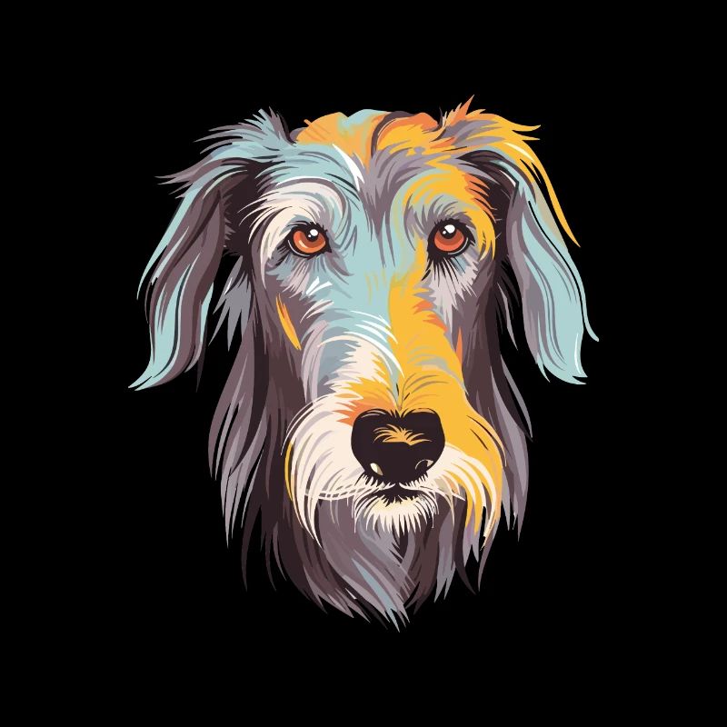 Lévrier écossais chien race aquarelle dessin animé Ka