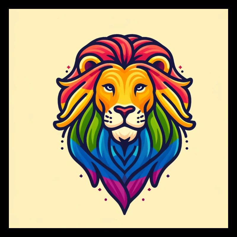 majestic lion with a rainbow colored