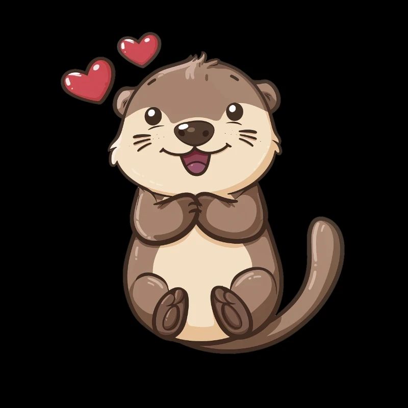 Niedlicher Otter Mit Herzen