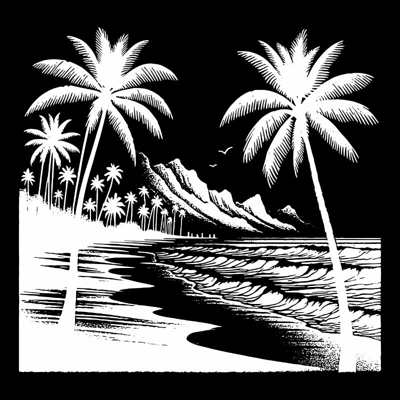 Island Coast Palm Trees Beach and Sea