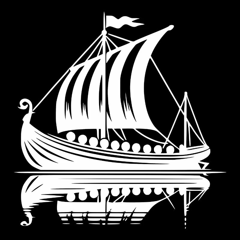 Starkes Wikinger Drachenboot mit Segel