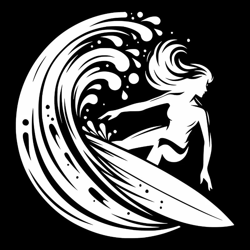 Surfeuse sportive surfant dans une grosse vague