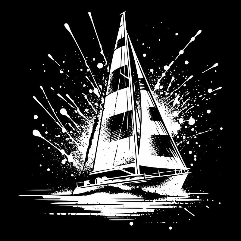 Kleines Segelboot mit Wellengang Splash Optik