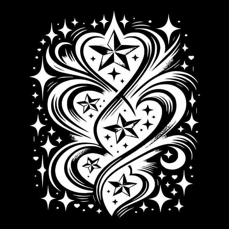 Composition de tatouage d’étoiles et de cœurs