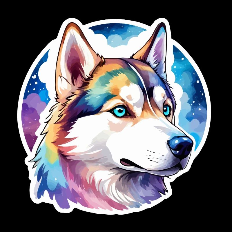 Husky de Sibérie Aquarelles