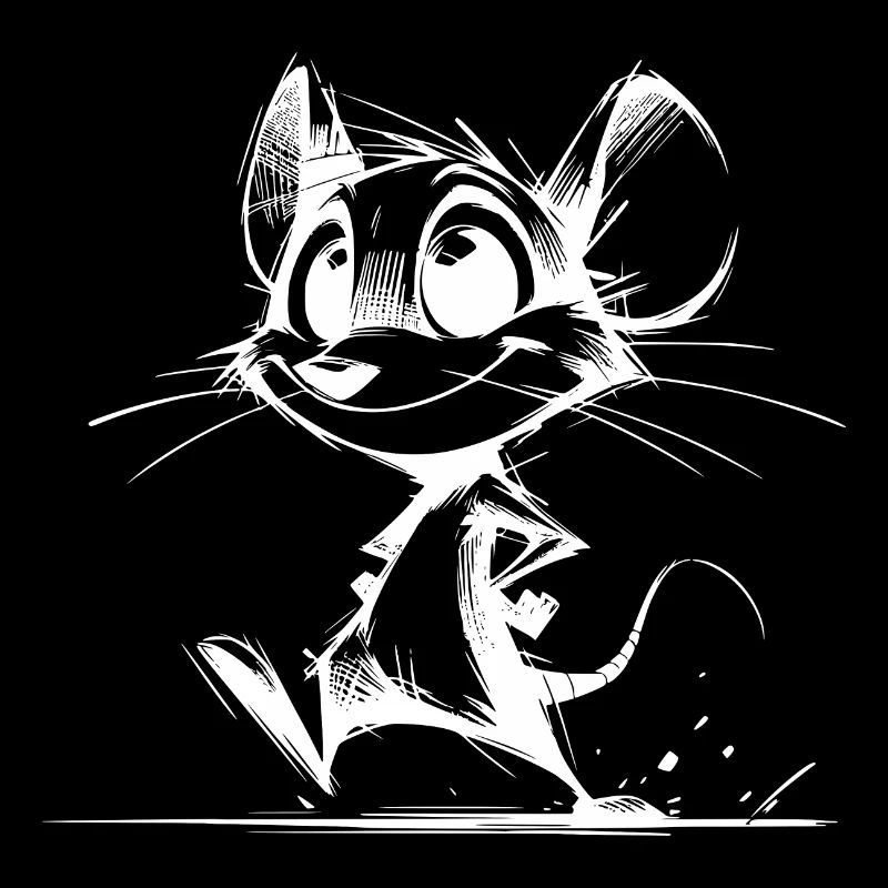 Funny Kids Baby Mouse Simple Pencil Sketch