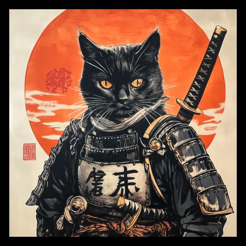 Chat Samouraï Japon Ukiyo-E
