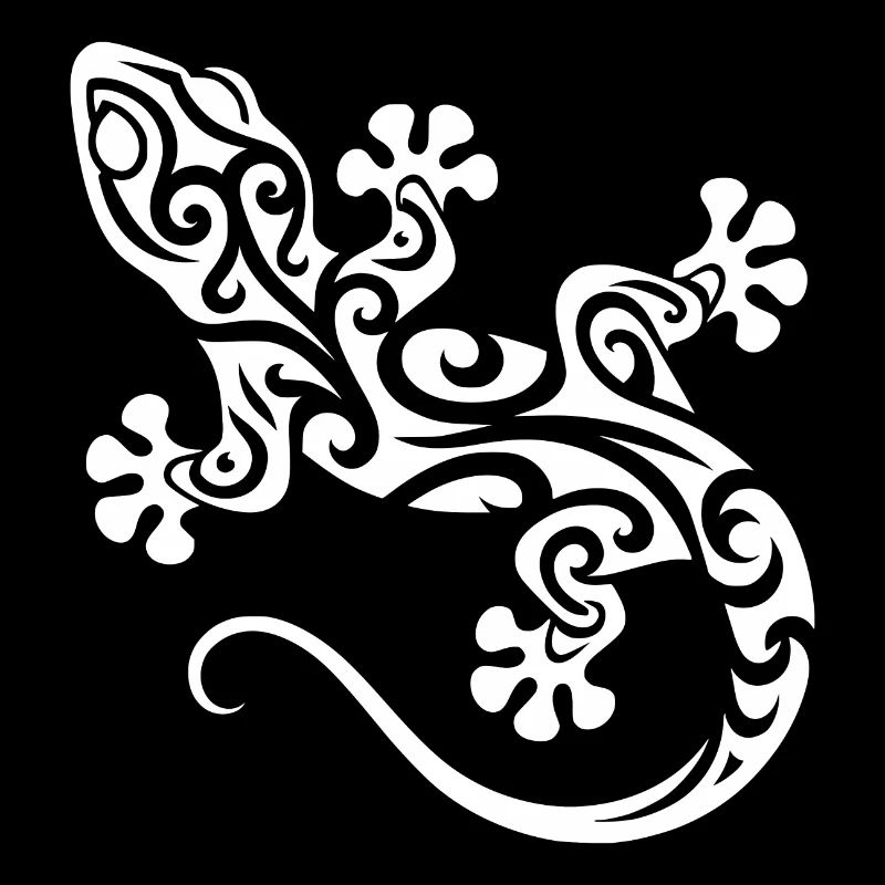 Gecko mignon dans le style d’encre de tatouage tribal