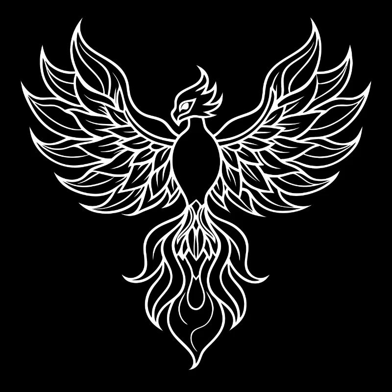 Phoenix Rise - Line Drawing
