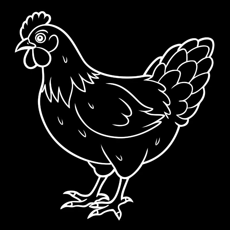 Simple Chicken - Line Drawing