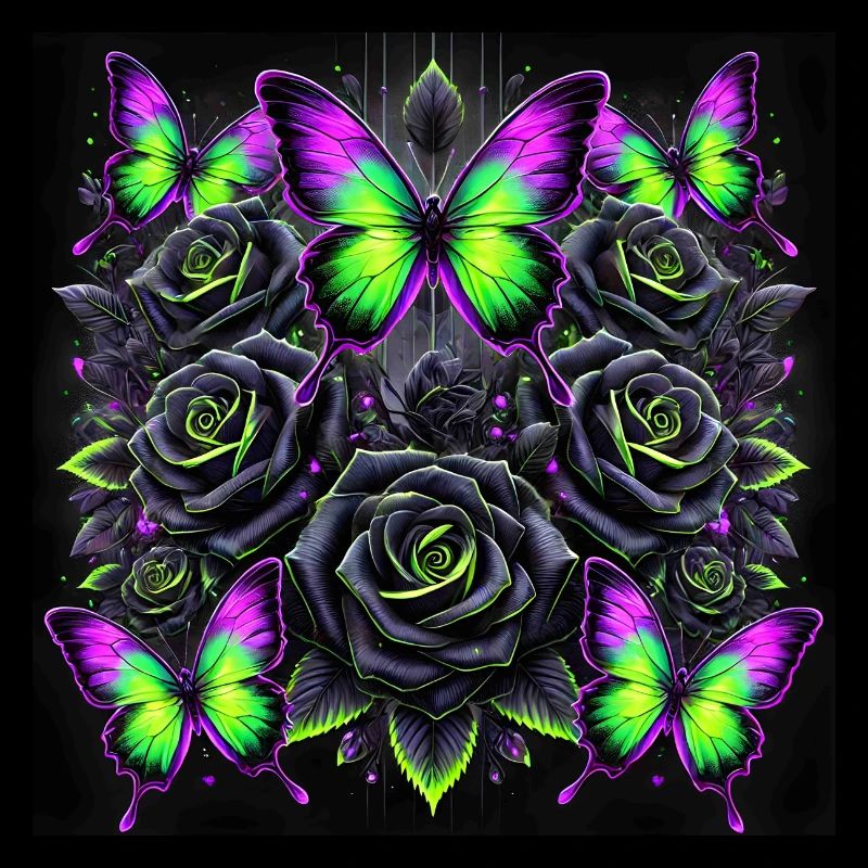 Neon Gothic Butterfly Art
