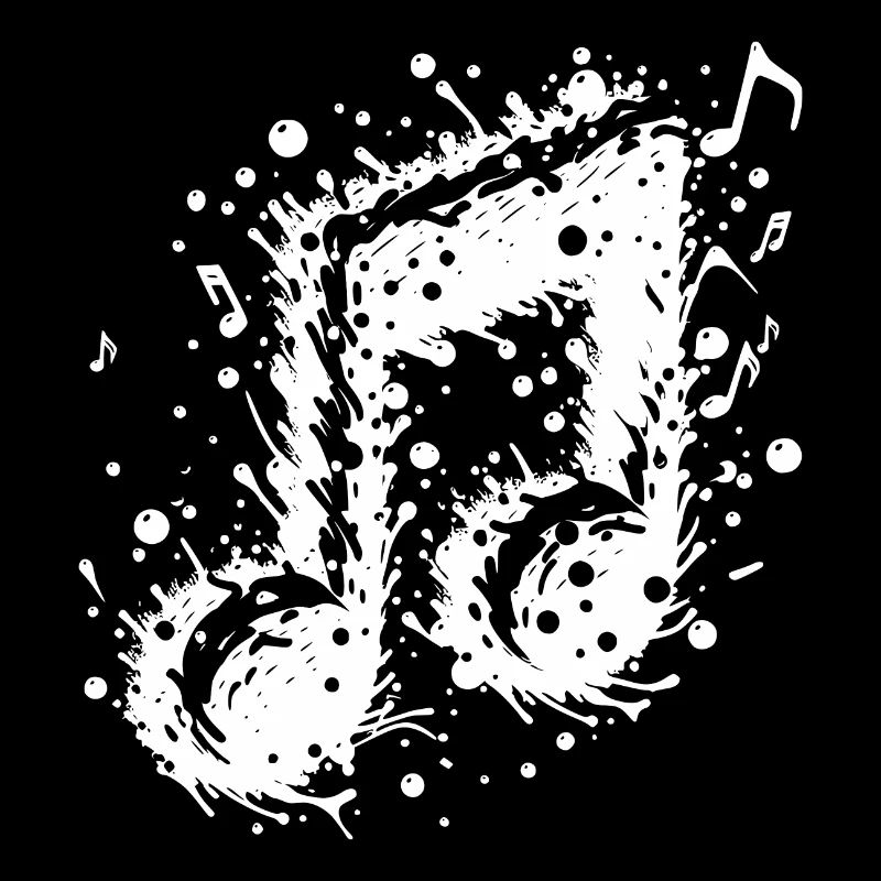 Swinging Music Note Splash Tattoo