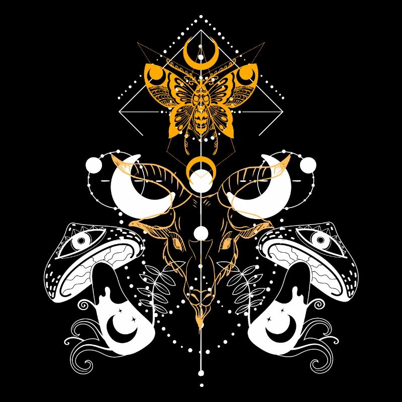 Papillon de nuit, chèvre et champignons