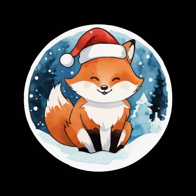 Fox Christmas Watercolors