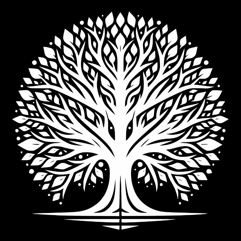 Meditative tree of life illustration with aesthetics