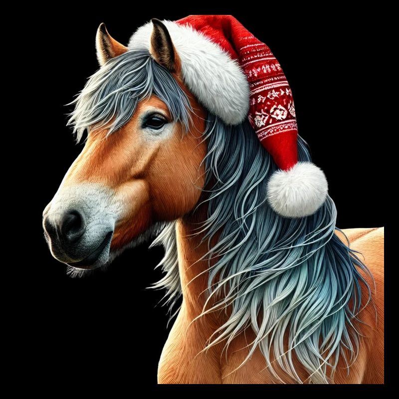 Cheval de Noël avec chapeau de Noël