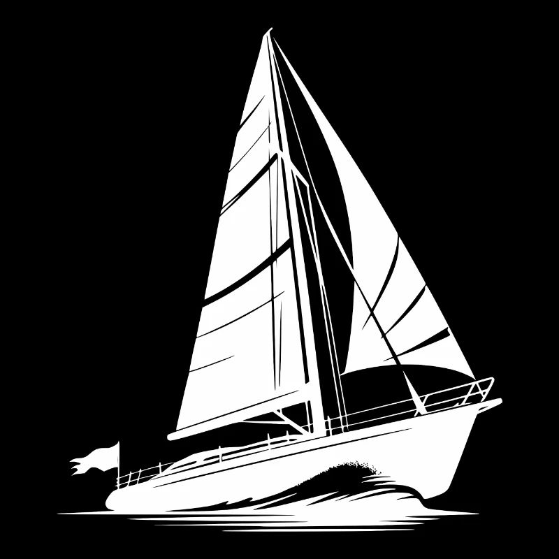 Fast sailboat on course in big waves