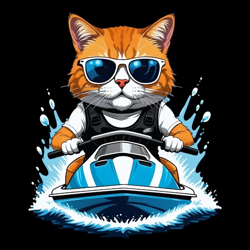 Cat Jet Ski Cat Funny Funny Gift