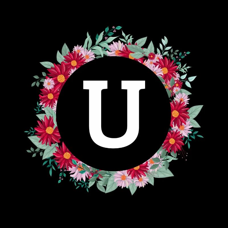 Lettre u couronne florale