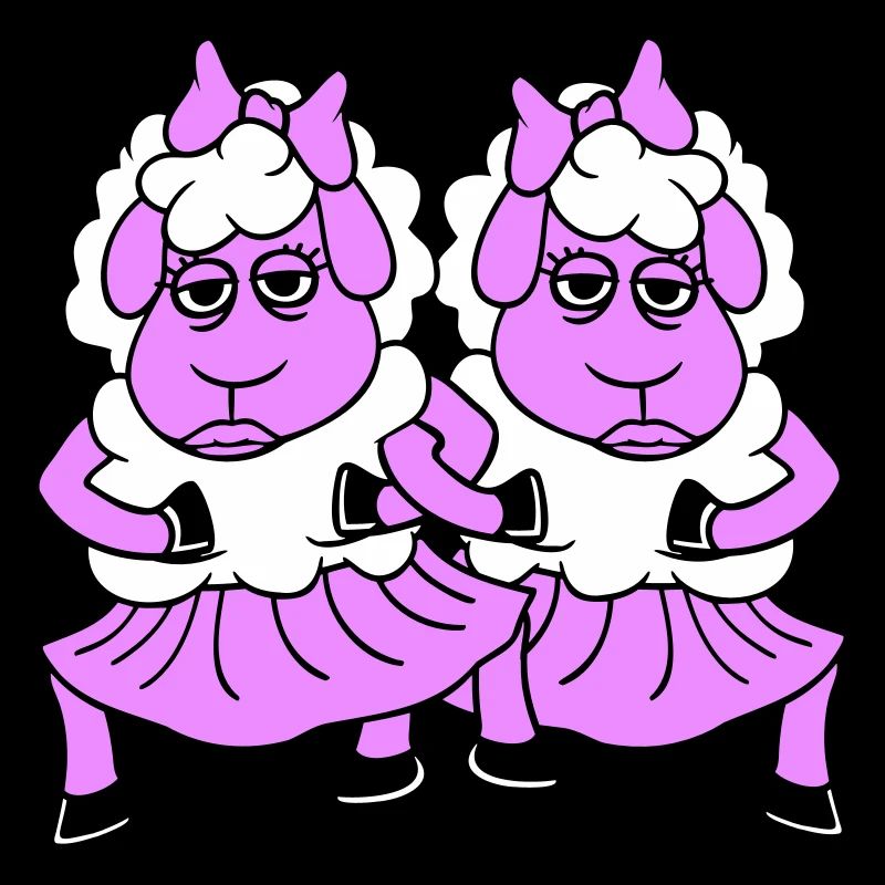 2 Couple de moutons Fatigué Ennuyé Copines Cool