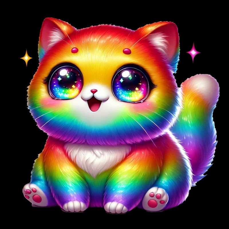 Rainbow Kawaii Cat – Süße Regenbogenkatze mit Glit