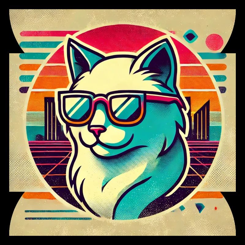 Coole Retro Katze mit Sonnenbrille