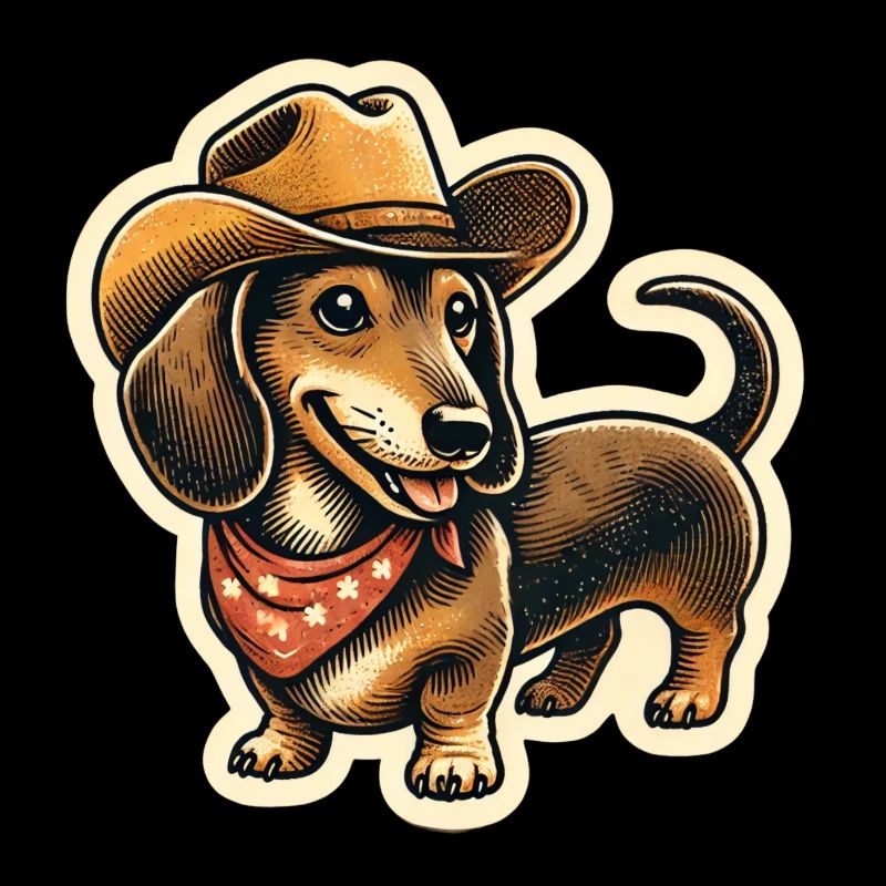 Line Dance Gift Dachshund with Cowboy Hat
