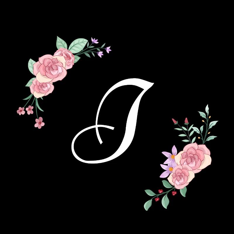 Pink floral letter i