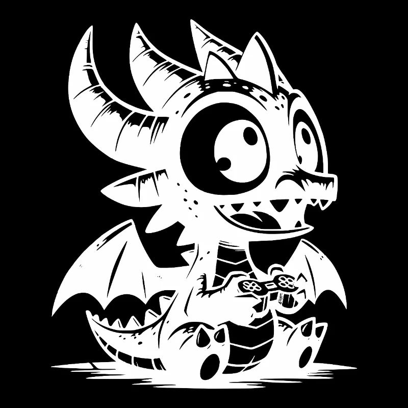 Little cute dragon with wings and controller