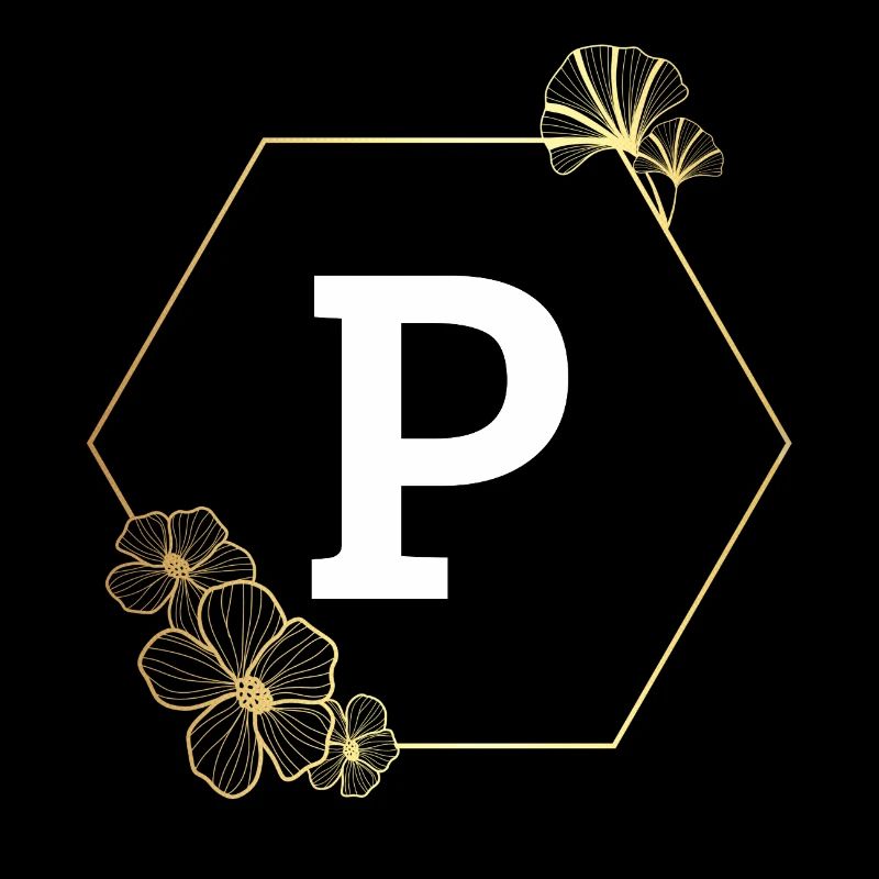 Buchstabe p Goldener Blumenrahmen