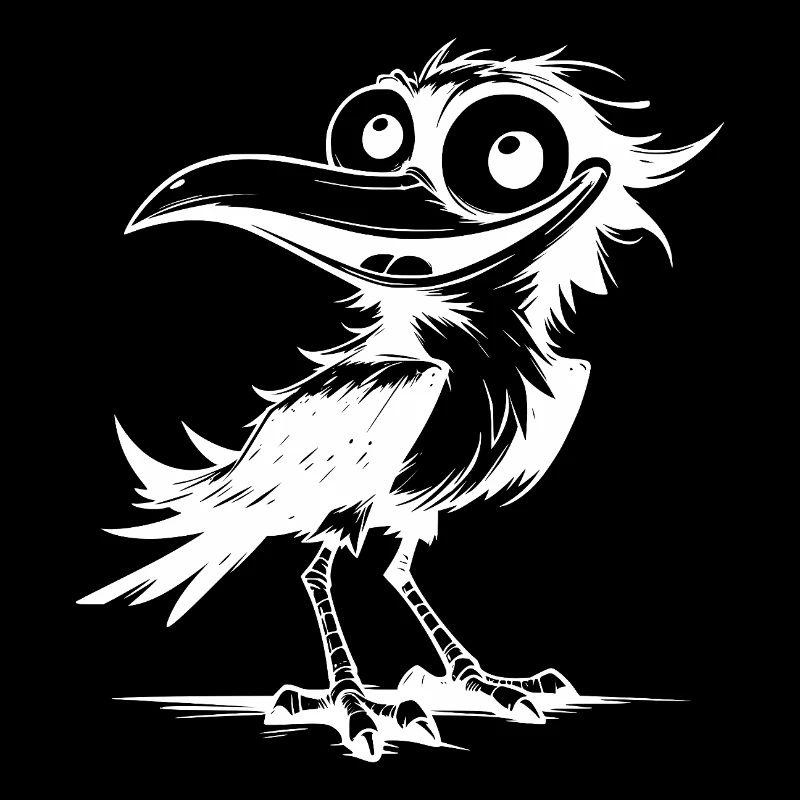 Spaßiger lachender Vogel mit goßen Augen