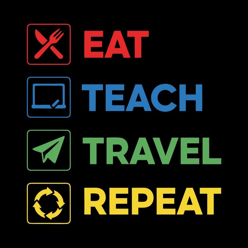 Manger Enseigner Voyage Répéter – Voyage Enseignant Coloré