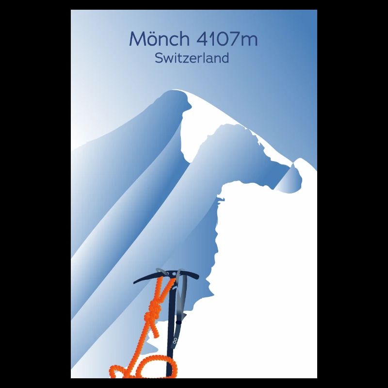 Affiche des Alpes Mönch Suisse Alpinisme piolet