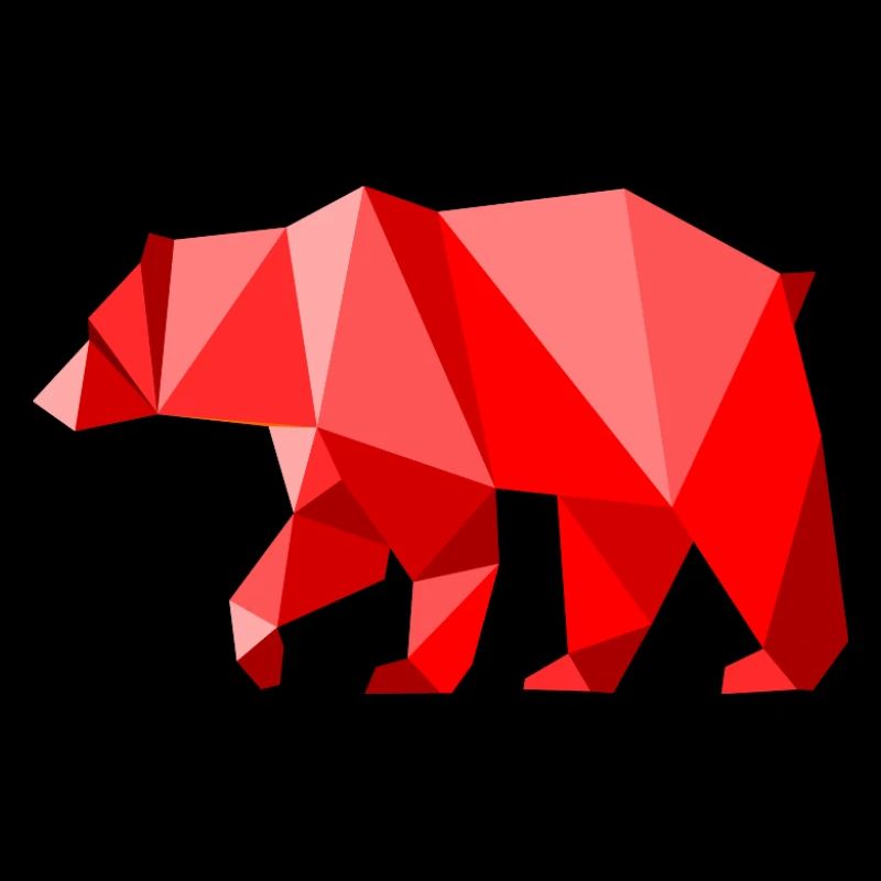 Roter Lowpoly-Bär
