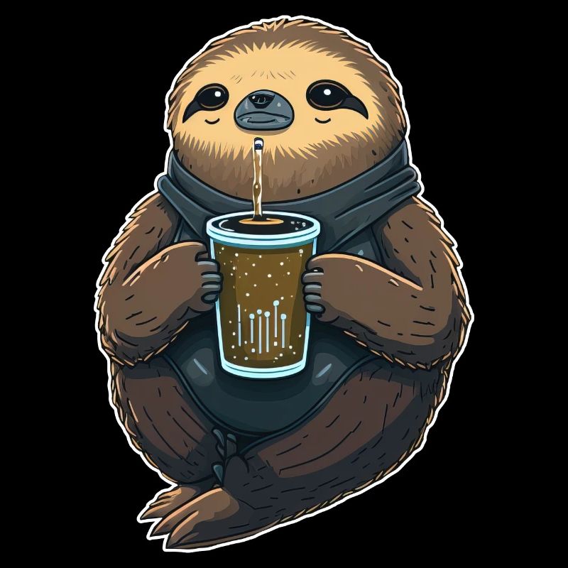 Faultier nippt Boba Milchtee