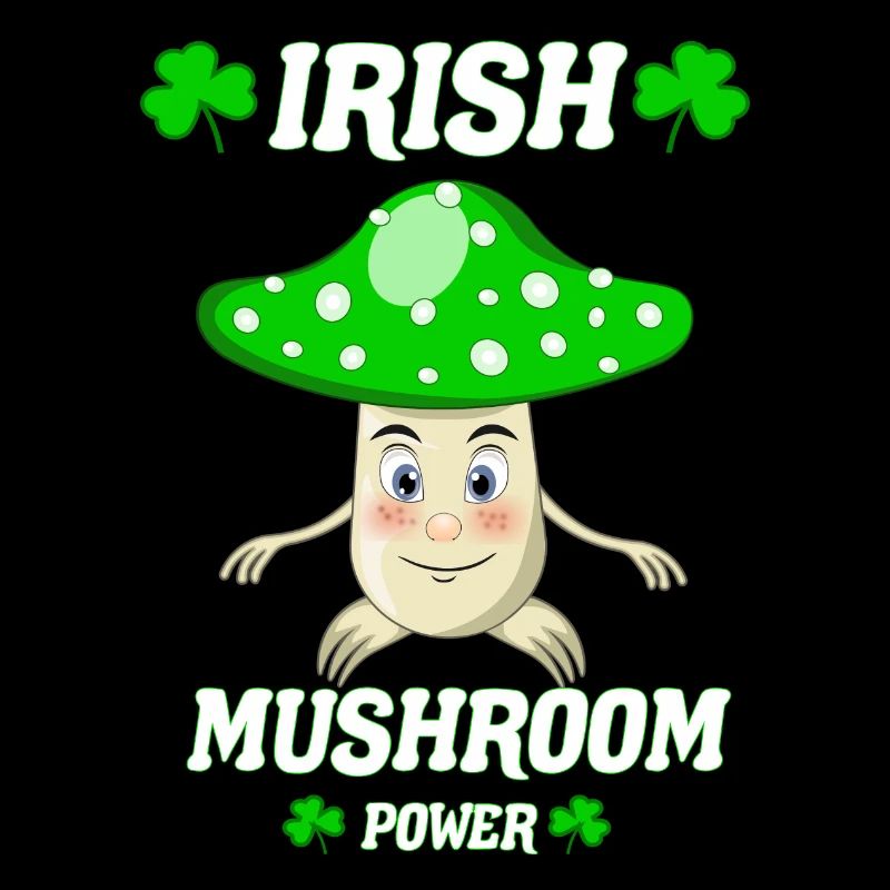 Le champignon de puissance irlandais, conception de champignons amusants