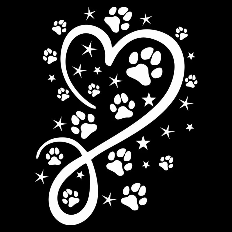 Herz mit Pfötchen und Sternen