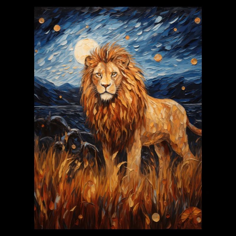 löwe, van gogh, sternennacht, tier, löwen